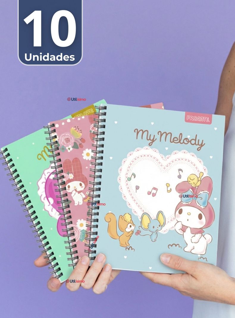 Pack 10 Cuadernos Universitarios My Melody de 100 Hojas Proarte 7mm Disenos Surtidos