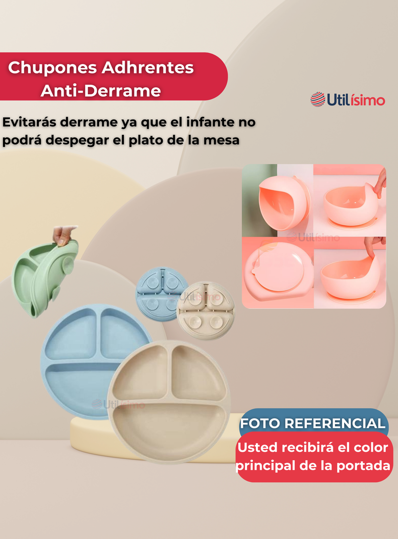 Set De Alimentación Bebé Silicona Con Vaso 5 Piezas Libre BPA Rosa Oscuro-7