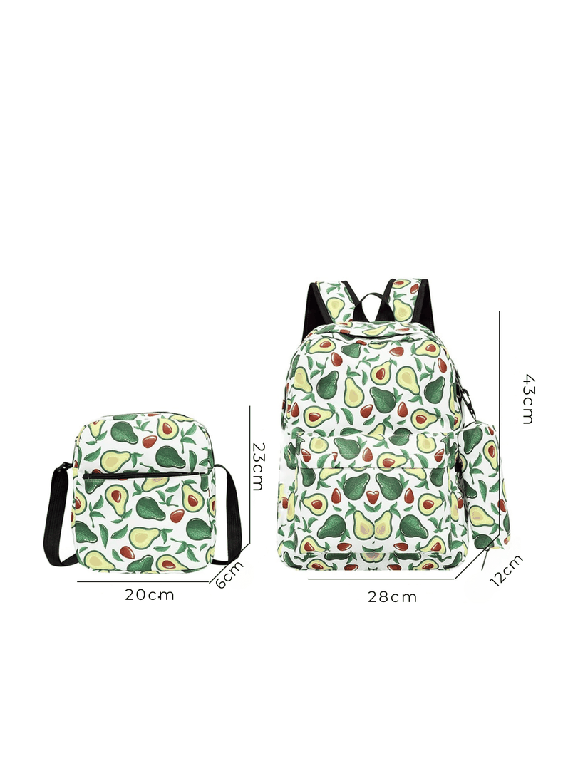 Pack Mochila Lonchera Estuche 43cm Juvenil y Escolar Avocado White-1
