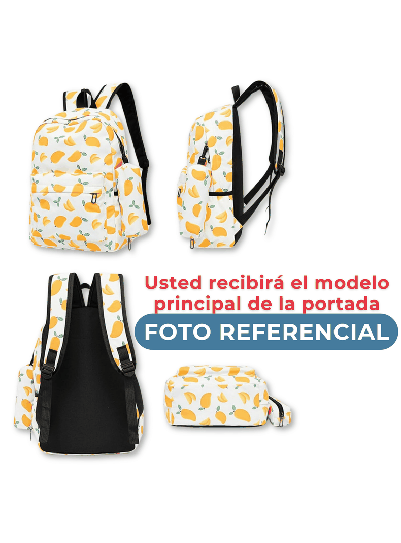 Pack Mochila Lonchera Estuche 43cm Juvenil y Escolar Avocado White-2