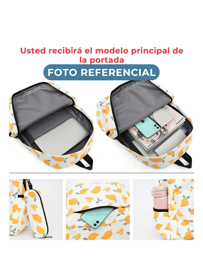 Pack Mochila Lonchera Estuche 43cm Juvenil y Escolar Avocado White-3