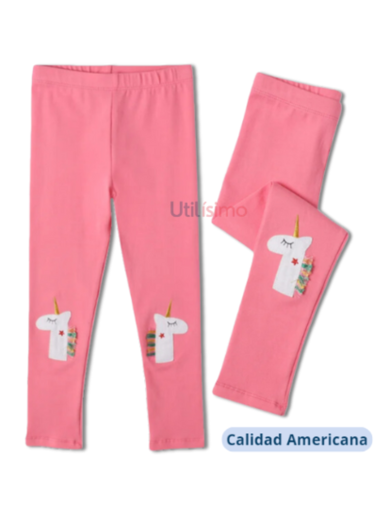 Calzas Niña Unicornio Con Estrella Rosa Oscuro Jump Kids 100% Algodón-1