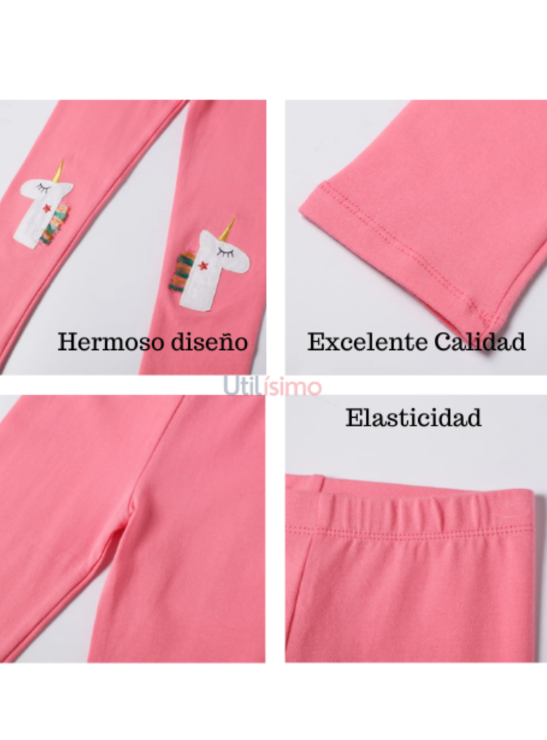 Calzas Niña Unicornio Con Estrella Rosa Oscuro Jump Kids 100% Algodón-3