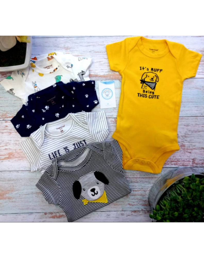 Body Bebe Niño Pack 5 Bodys Tedmimak Algodón Manga Corta-1