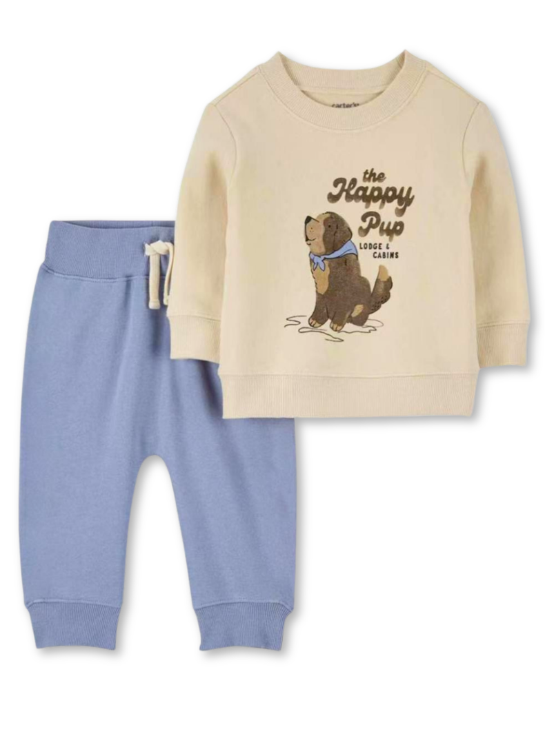Set 2 piezas Conjunto Buzo Poleron Niño 100% Algodon Happy Pup-0