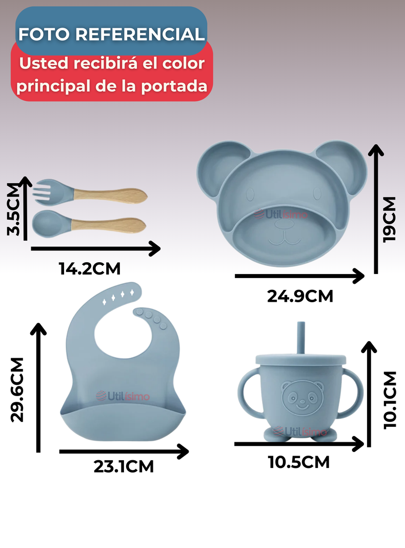 Set De Alimentación Bebé Silicona 6 Piezas Libre BPA Lila-1
