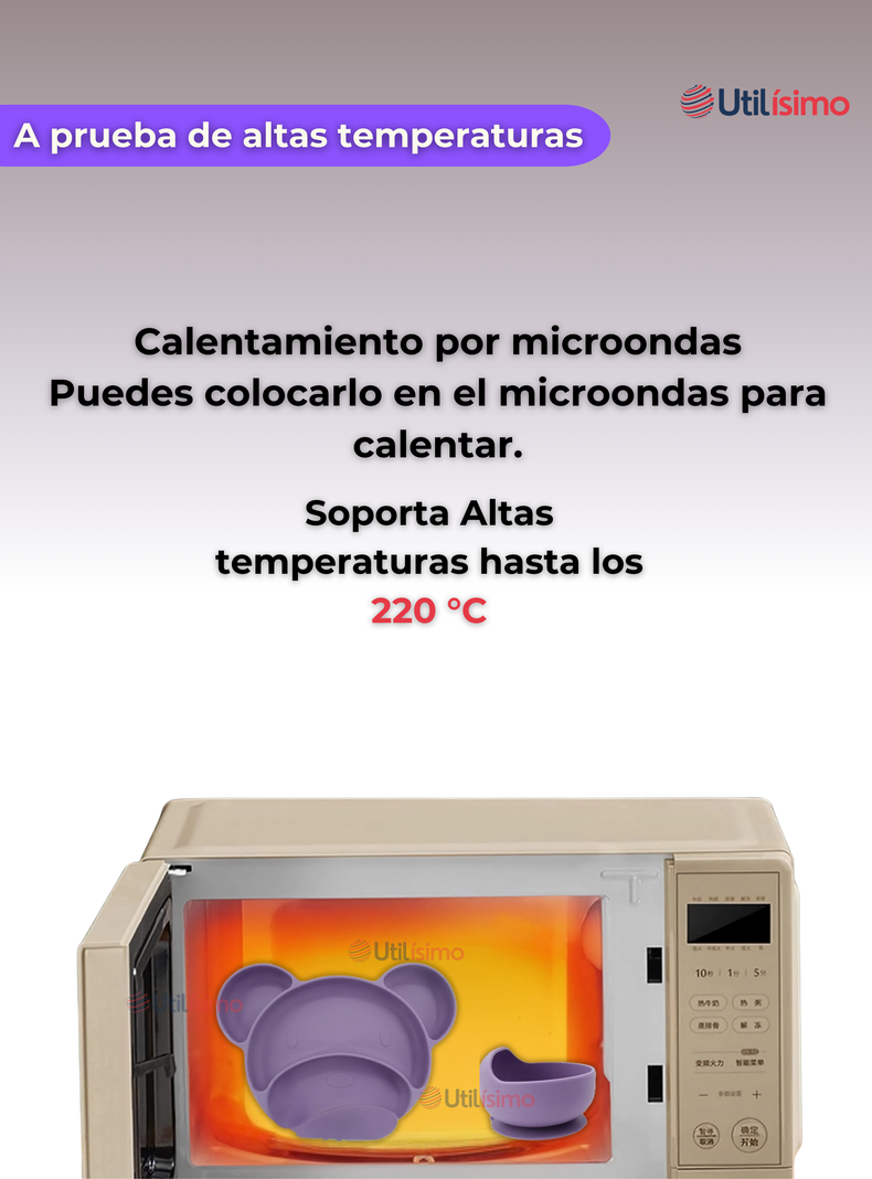 Set De Alimentación Bebé Silicona 6 Piezas Libre BPA Lila-3