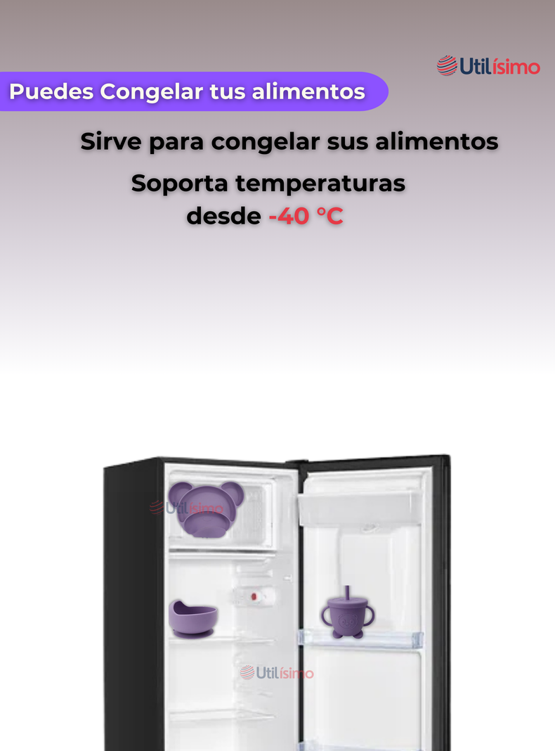 Set De Alimentación Bebé Silicona 6 Piezas Libre BPA Lila-4