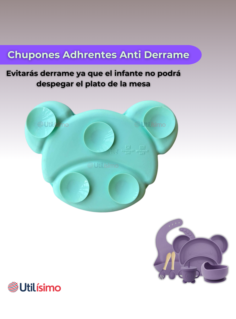 Set De Alimentación Bebé Silicona 6 Piezas Libre BPA Lila-7