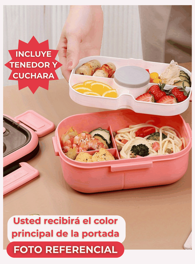 Fiambrera Contenedor 1200 Ml Bento Box Táper Hermético + Salsera Plástico Blue-4