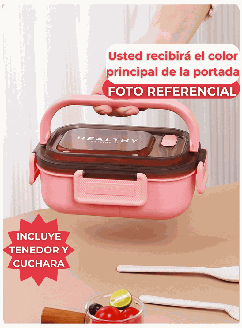 Fiambrera Contenedor 1200 Ml Bento Box Táper Hermético + Salsera Plástico Blue-6