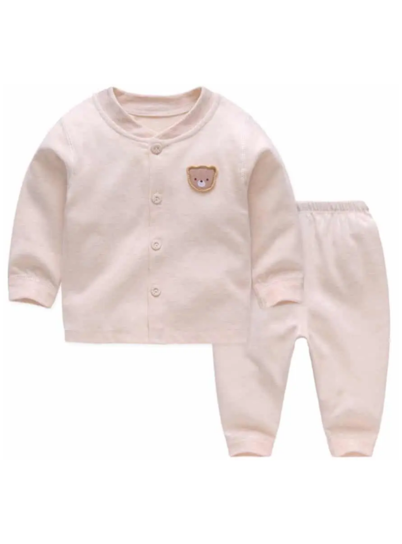 Set 2 Piezas Pijama Unisex Oso Beige Jump Kids 100% Algodón-0