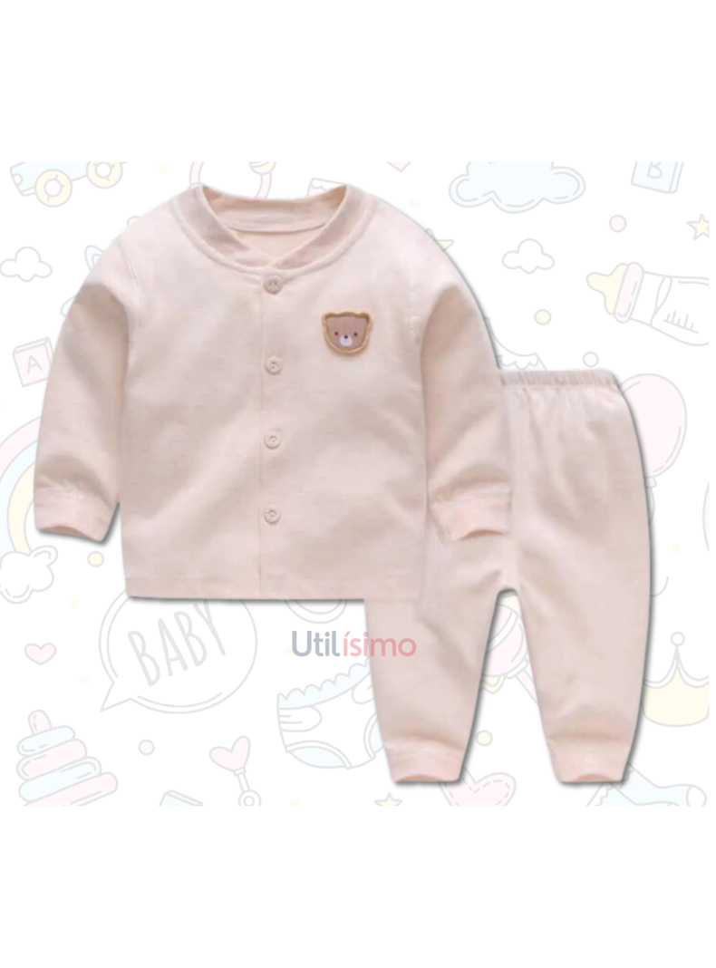 Set 2 Piezas Pijama Unisex Oso Beige Jump Kids 100% Algodón-4