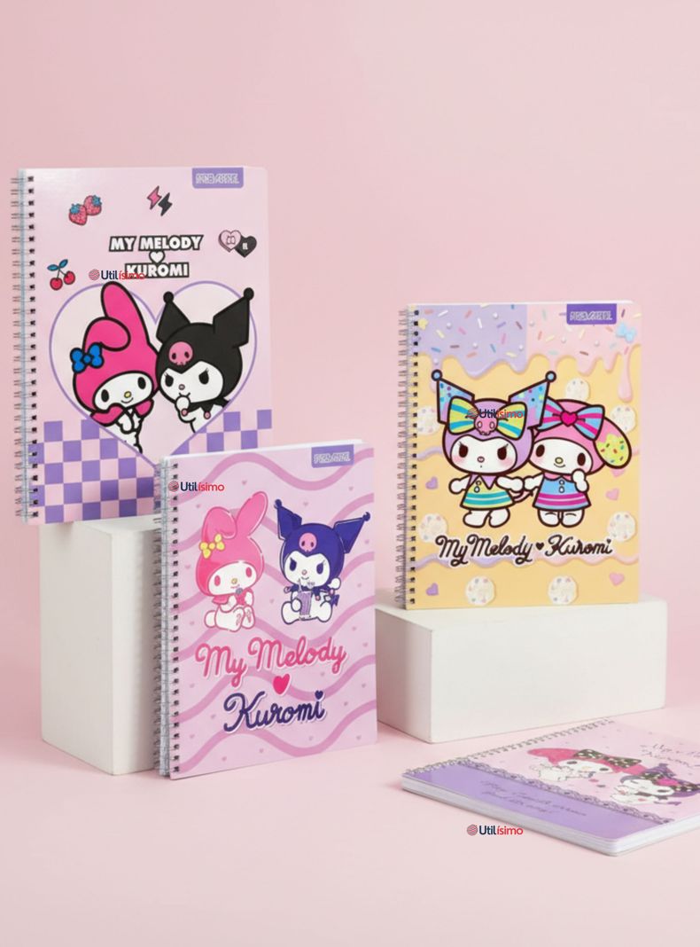 Pack 10 Cuadernos Universitario My Melody & Kuromi Proarte 7mm 100 Hojas Diseno Surtido