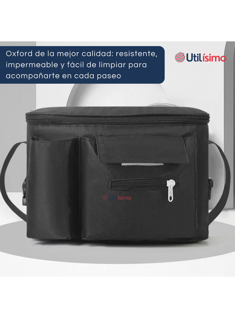 Bolso Maternal Mochila Para Coche Pañalera Bebé Mamá Negro-5