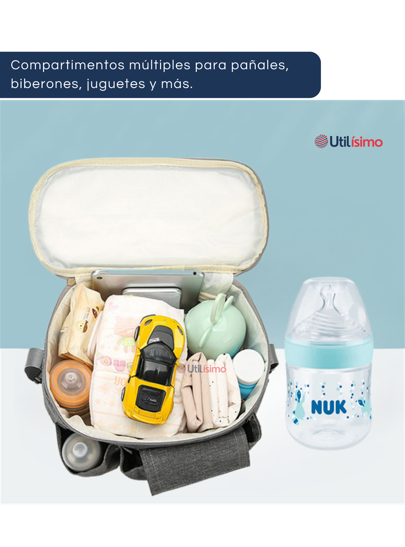 Bolso Maternal Mochila Para Coche Pañalera Bebé Mamá Negro-6