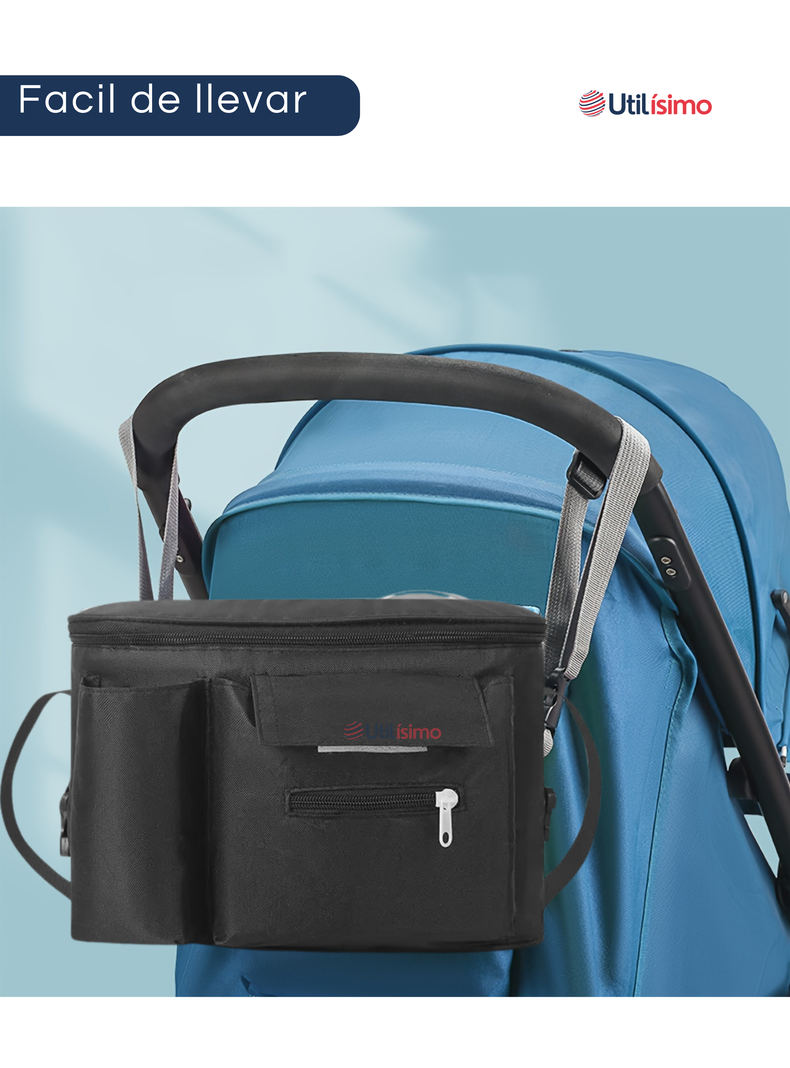 Bolso Maternal Mochila Para Coche Pañalera Bebé Mamá Negro-7