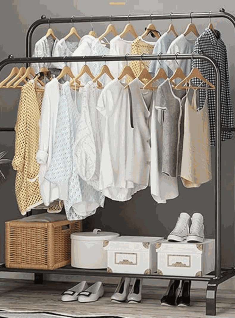 Perchero Organizador de Ropa Tendedero Acero Inoxidable Doble-3