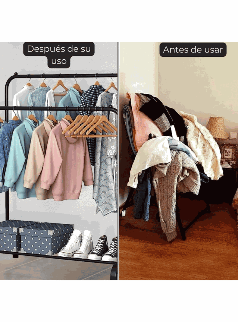 Perchero Organizador de Ropa Tendedero Acero Inoxidable Doble-5