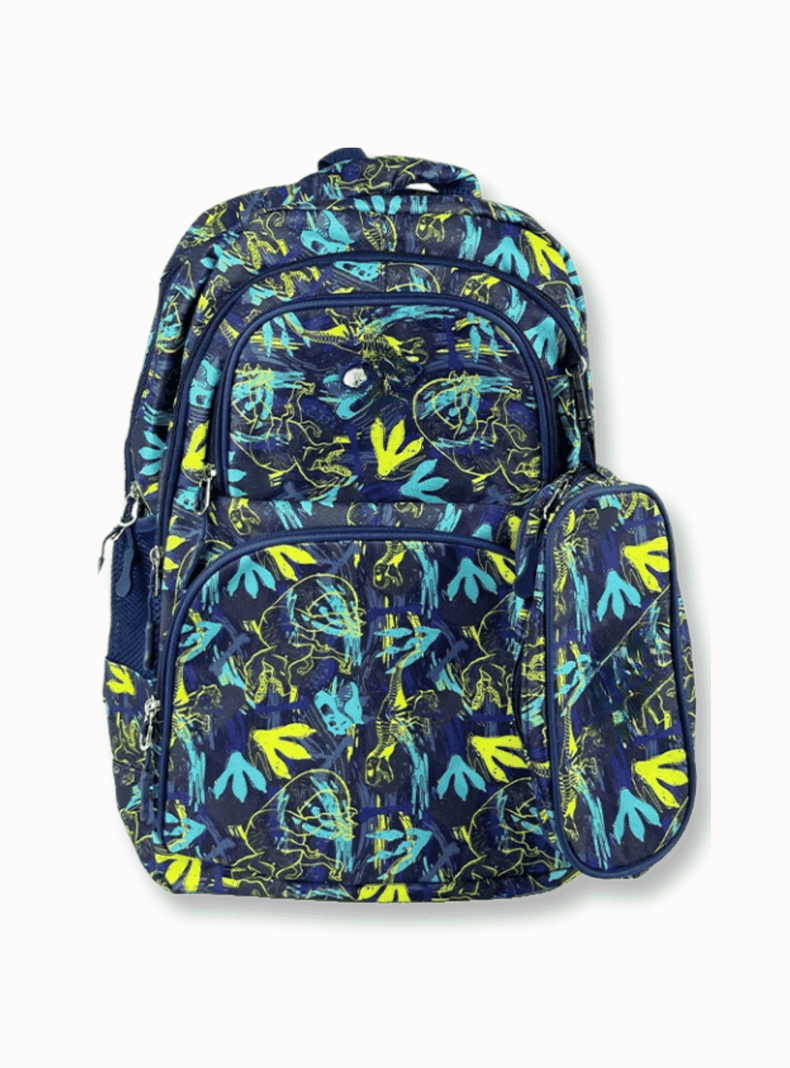 Mochila Con Lonchera Y Estuche 45CM Estampado Niño Dinosaur tracks-3