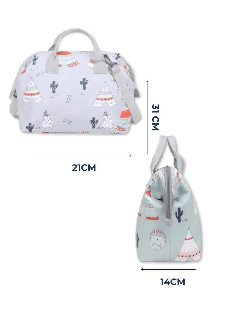 Bolso Maternal Pañales Oxford 31cm Pañalera Portátil Multifuncional Light Gray Bear-1