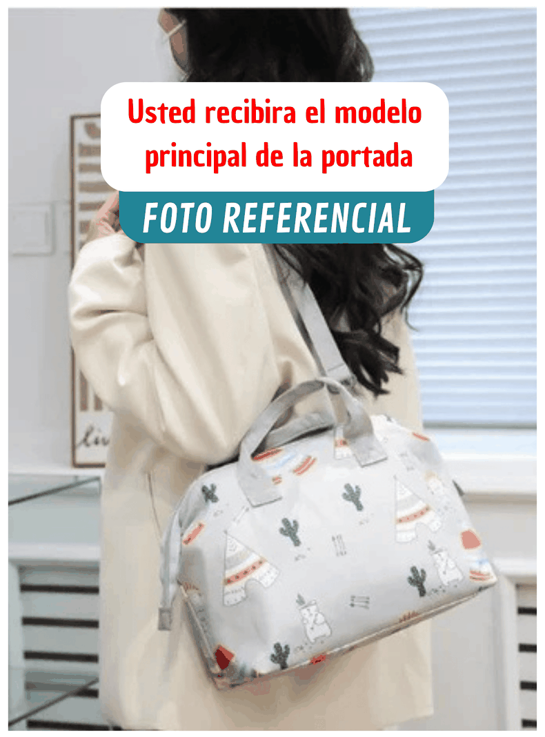 Bolso Maternal Pañales Oxford 31cm Pañalera Portátil Multifuncional Light Gray Bear-2