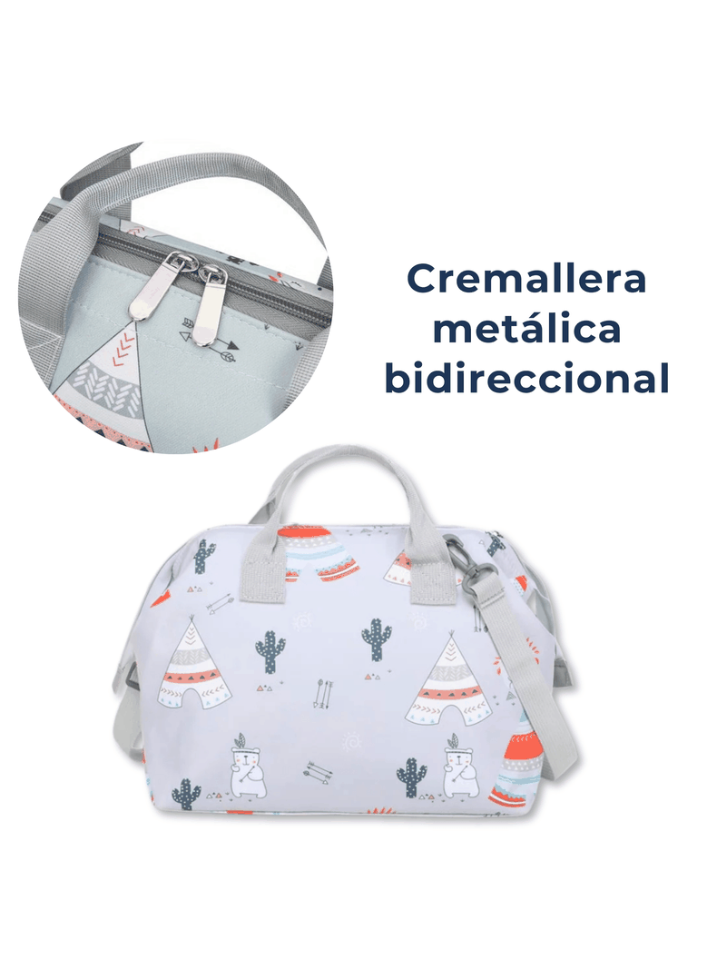 Bolso Maternal Pañales Oxford 31cm Pañalera Portátil Multifuncional Light Gray Bear-3