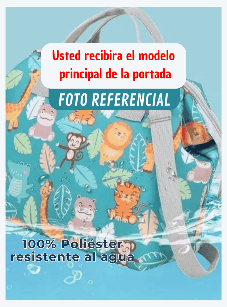 Bolso Maternal Pañales Oxford 31cm Pañalera Portátil Multifuncional Light Gray Bear-5
