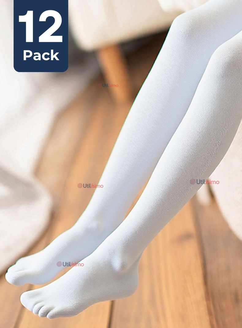 Pack 12 Ballerina Panty Primera Capa Blancas Nina Fiestas Patrias Blanco 3-4 anos