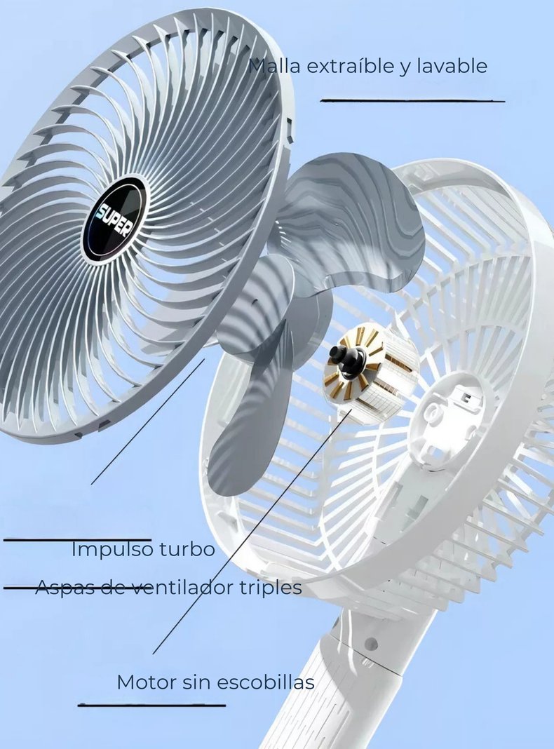 Ventilador De Escritorio Portátil Recargable 4 Modos De Uso USB-5