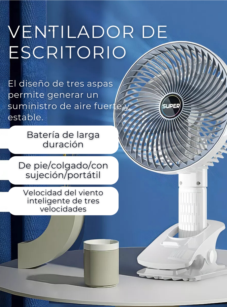 Ventilador De Escritorio Portátil Recargable 4 Modos De Uso USB-6