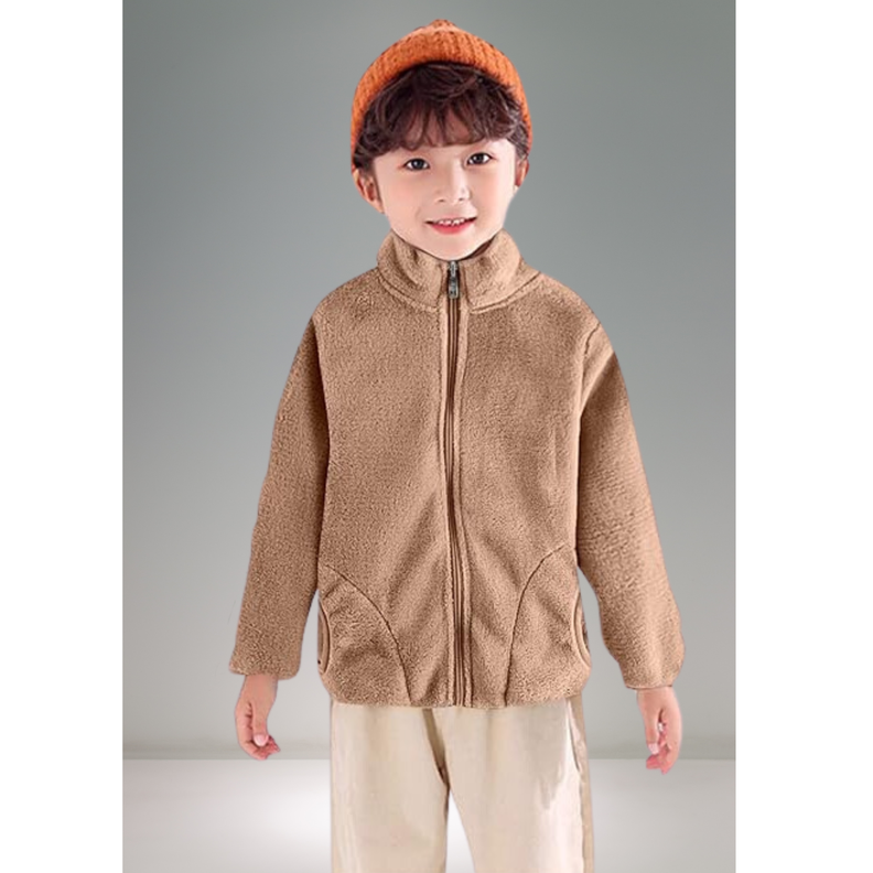 Chaqueta Polar Con Cierre y Bolsillos Unisex Marrón Jump Kids-1