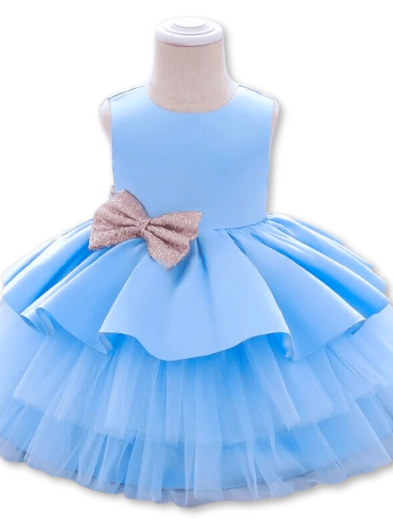 Vestidos Fiesta Tul y Volantes Niña 6 Meses a 5 años Princesa Celeste-1