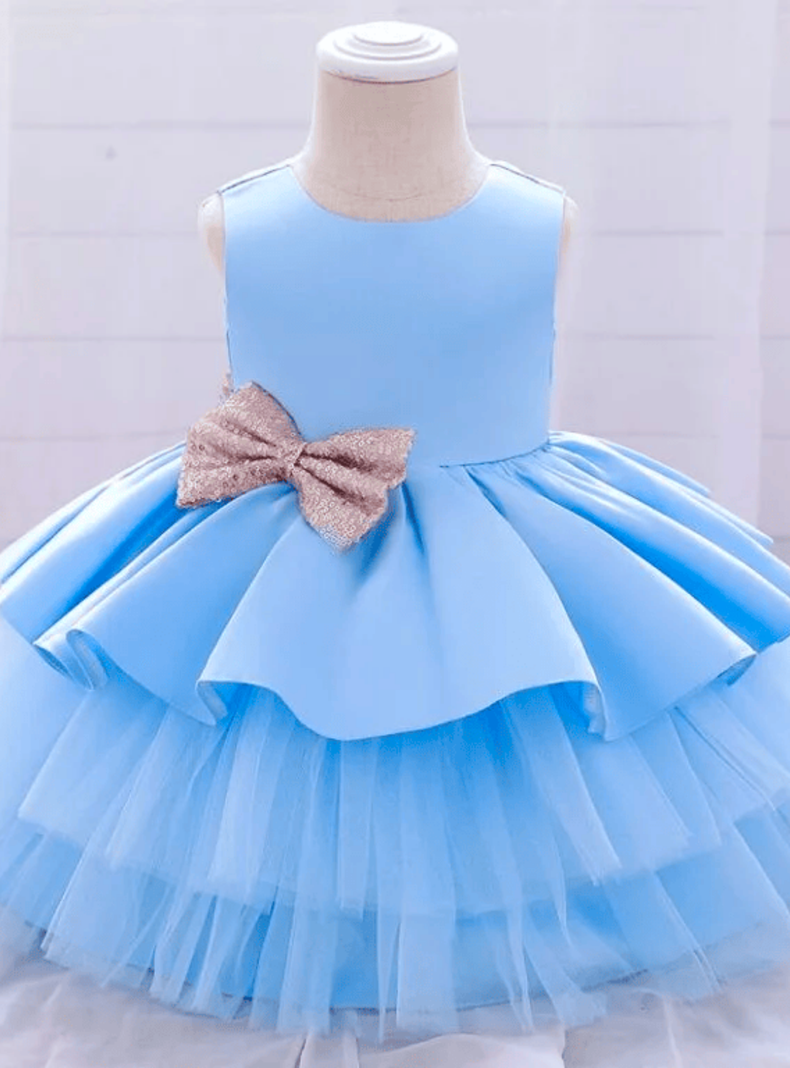 Vestidos Fiesta Tul y Volantes Niña 6 Meses a 5 años Princesa Celeste-3