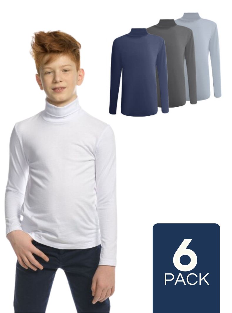 Pack 6 Camisetas Polera Beatle Polar Niño Primera Capa Surtido Cuello Alto-0