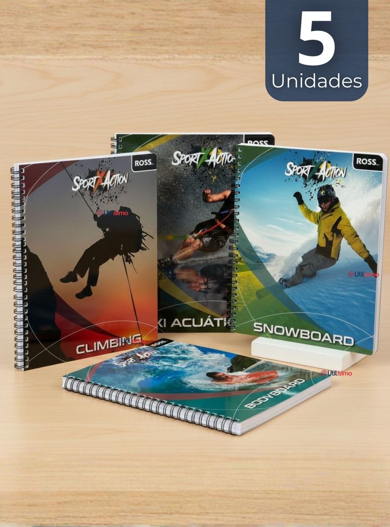 Pack 5 Cuadernos Universitario SportX Action Ross 7mm 100 hojas Disenos Surtidos