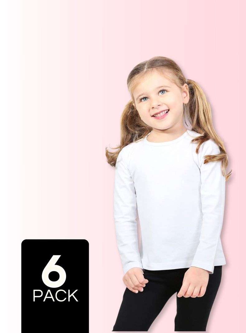 Pack 6 Camisetas Polar Primera Capa Invierno Niña White-0