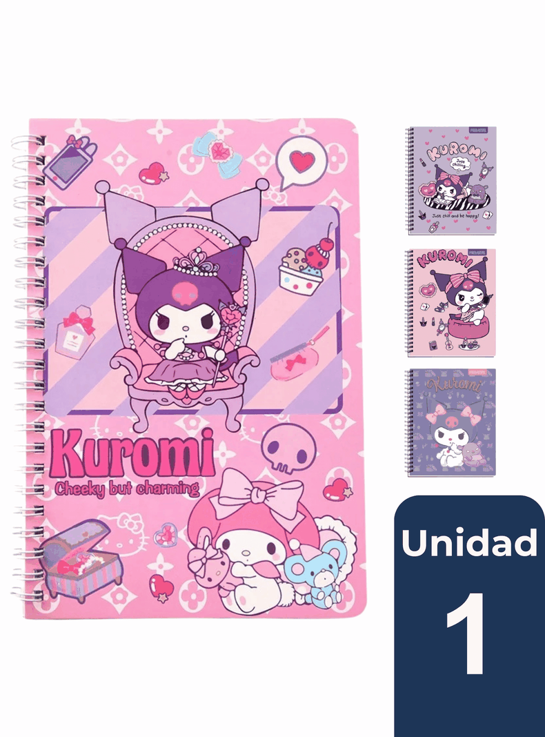 Cuadernos Universitarios Kuromi Marca Pro Arte Diseños Surtidos 100 Hojas (1 Unidad)-0