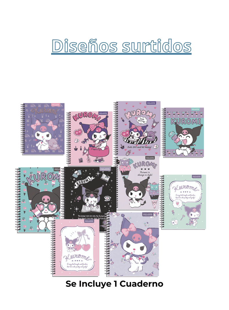 Cuadernos Universitarios Kuromi Marca Pro Arte Diseños Surtidos 100 Hojas (1 Unidad)-3