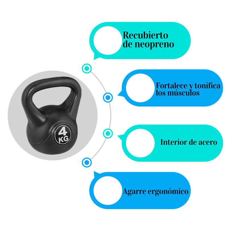 Pesa Rusa 4 Kg Kettlebell Mancuerna Entrenamiento Fitness-4