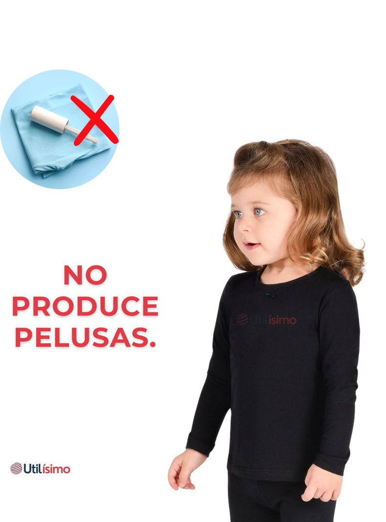 Pack 3 Camisetas Algodón Manga Larga Poleras Primera Capa Niña Cuello Redondo Blanco Negra-7