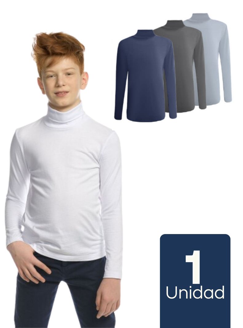 Camiseta Polera Beatle Polar Niño Primera Capa Surtido Cuello Alto-0
