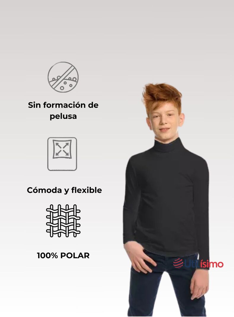 Camiseta Polera Beatle Polar Niño Primera Capa Surtido Cuello Alto-4