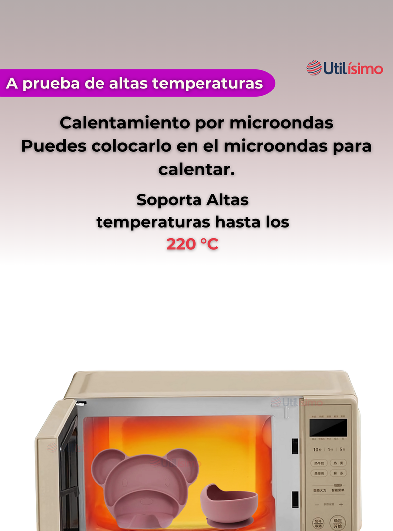 Set De Alimentación Bebé Silicona 6 Piezas Libre BPA Rosa Oscuro-3