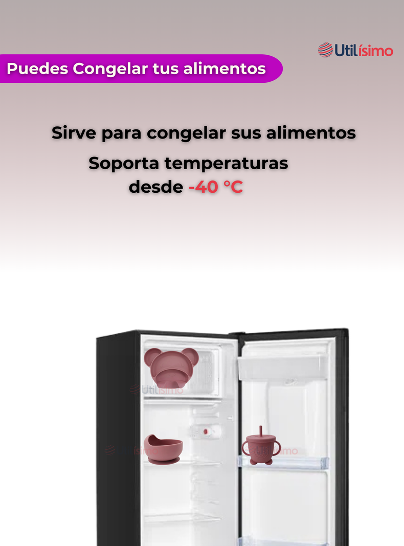 Set De Alimentación Bebé Silicona 6 Piezas Libre BPA Rosa Oscuro-4