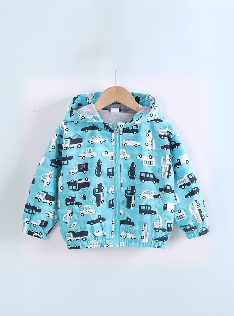 Cortaviento Impermeable Chaqueta Estampado Niño Y Bebé Jump Kids Turquoise Cars-0