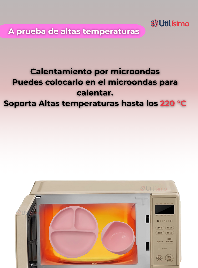Set De Alimentación Bebé Silicona 5 Piezas Libre BPA Rosa Claro-7