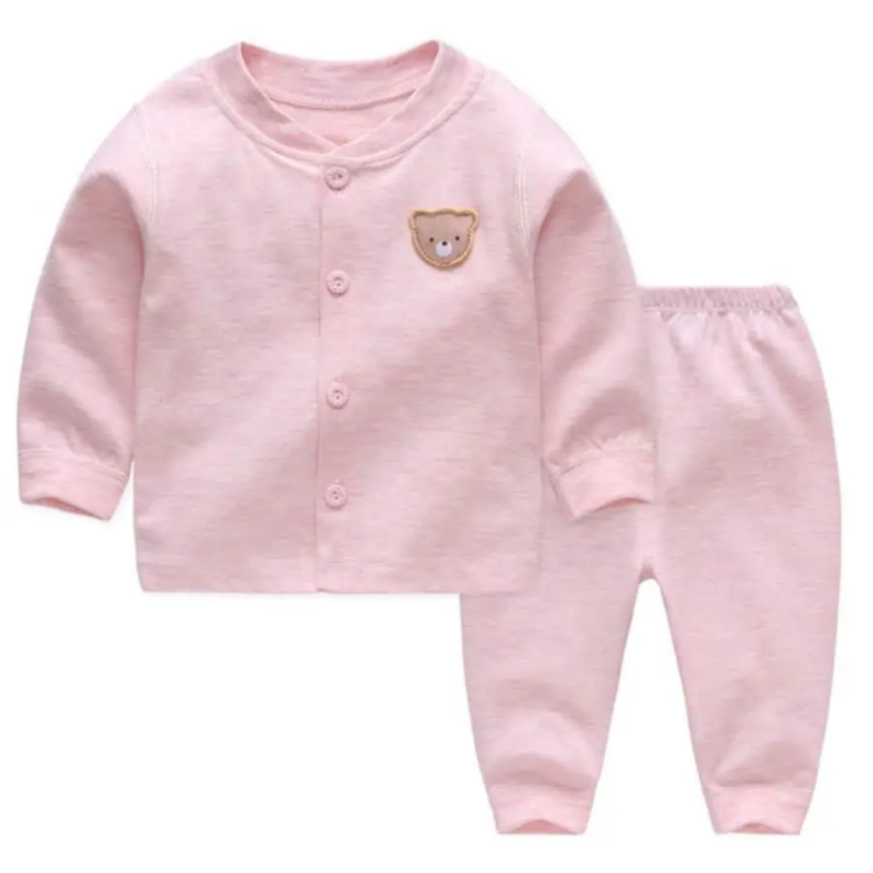Set 2 Piezas Pijama Niña Oso Rosa Jump Kids 100% Algodón-0