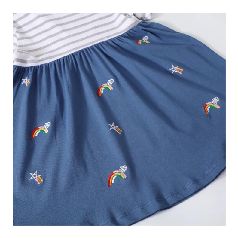 Vestido Manga Corta Niña Falda Azul Jump Kids-3