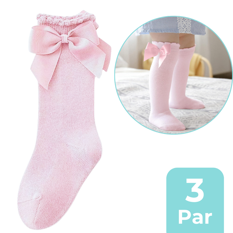 Pack 3 Calcetines Rosa Con Lazo Niña Jump Kids 100% Algodón-0